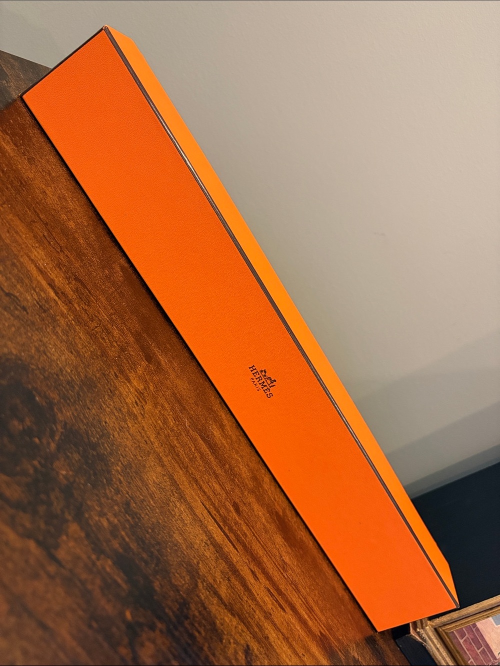 Hermès Orange Signature Box Gift Box Long Slim Paper Roll